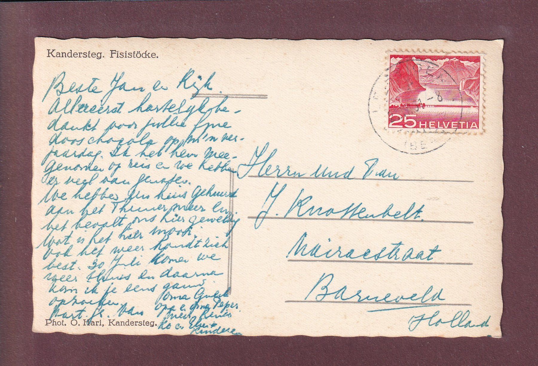 Cartoline postali: KANDERSTEG - Fisistöcke - 1951 – Usato da Pully venduto da nicecards 1