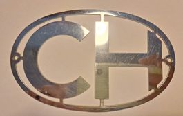 Antikes CH-Schild in Chrom für Oldtimer