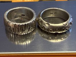 2 schwerere Silberringe, 925 er und 800er Silber Fingerring
