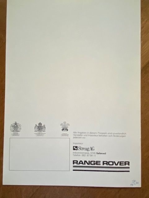 Land Rover Dokumente: RANGE ROVER ca 1983 Prospekt Schweiz brochure catalogue – Gebraucht aus Langenthal von Andreasdavidk 8
