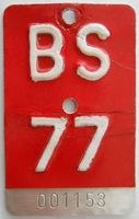 Velonummer Basel Stadt 1977 BS 77