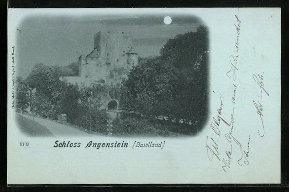 Cartoline postali: Mondschein-AK Basel, Schloss Angenstein – Usato da Berlin venduto da bartko-reher