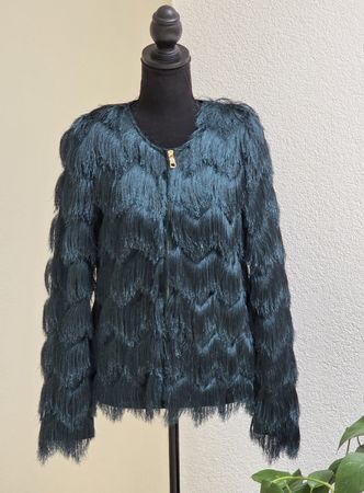 Damen Jacke GRÜN mit Fransen petrol Grösse S /M