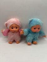 2 Peluches Vintage Rose & Bleu Ciel