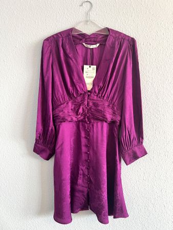 Violet Purple Satin Boho Dress Zara XS Zimmermann-Style