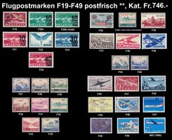 F19-F49 Flugpost postfrisch F24, F35A1, F41, F44, Fr. 746.-