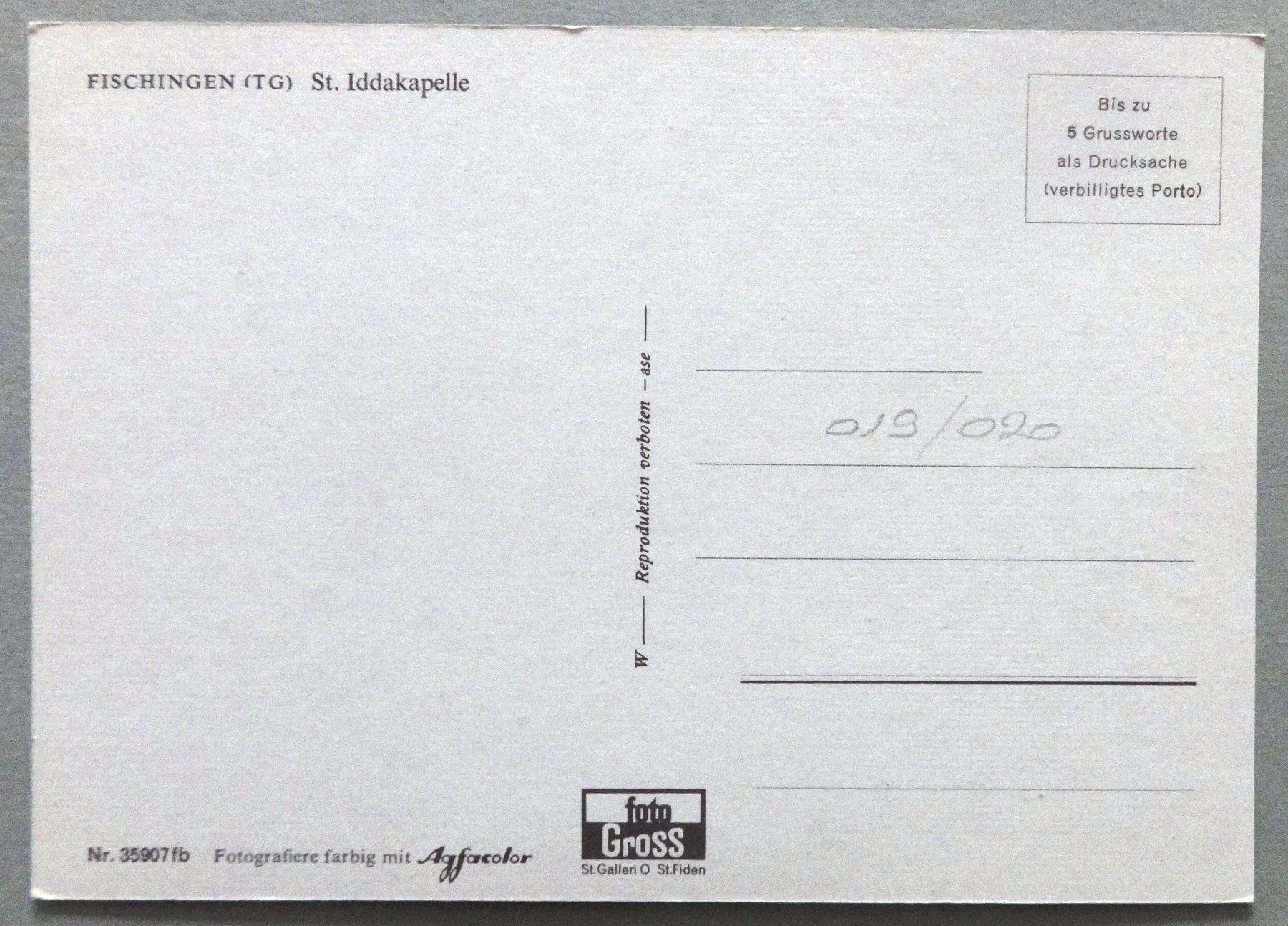 Cartoline postali: Fischingen (TG), St. Iddakapelle – Usato da Fétigny venduto da Billy2miny 1