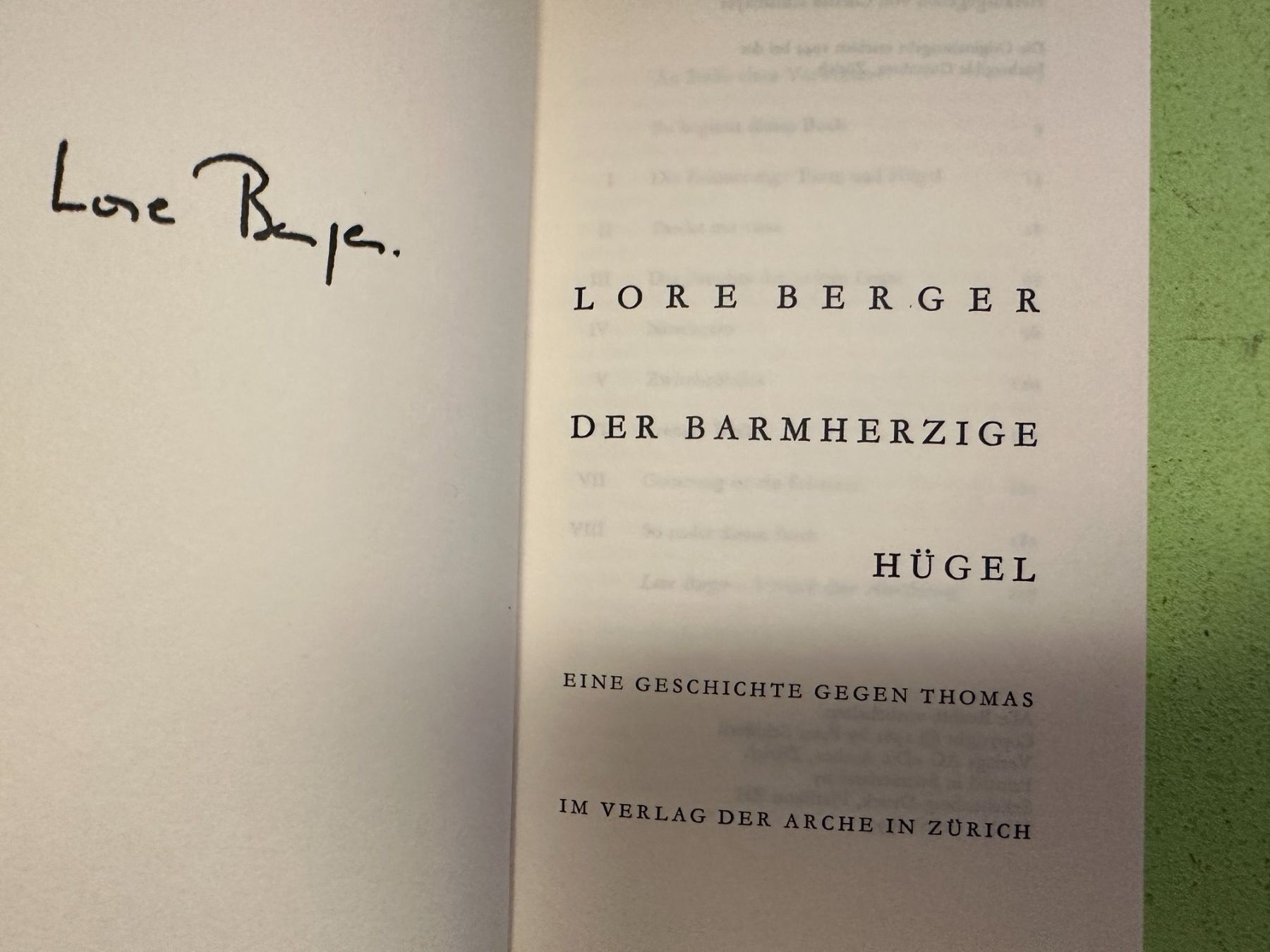 Libri: Lore Berger: Der barmherzige Hügel. – Usato da Zürich venduto da allp 2