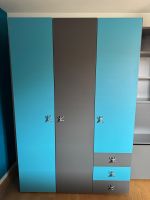 Armoire-penderie enfant/ado - gris & turquoise