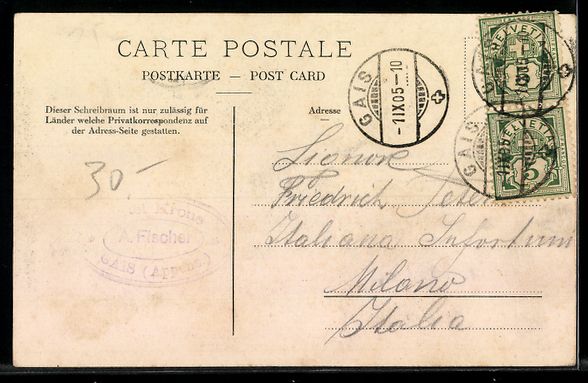 Cartoline postali: Gais /Appenzell, Ortsansicht mit Kirche  – Usato da Berlin venduto da bartko-reher 1