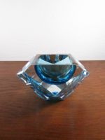 Mid Century Sommerso Murano Diamant Glasschale Flavio Poli