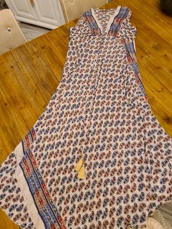 Maxikleid Bohemian Fashion 100% Seide bedruckt 