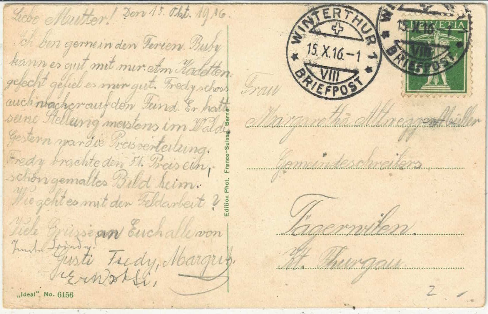 Cartoline postali: Winterthur - Die Kirche - Litho – Usato da Ettingen venduto da Kartenplanet 1