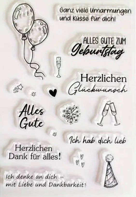 Timbri: Silikonstempel Geburtstag Alles Gute – Nuovo e nell'imballaggio originale da Kaltbrunn venduto da schere-stein-papier