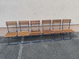 6 Gartenstuhle / Klappstuhle aus Teakholz und Metall