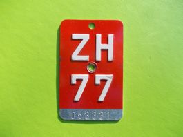 Velonummer / Fahrradnummer ZH 77
