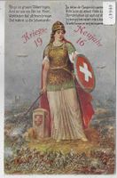 Armee Suisse - Kriegs-Neujahr 1916 Helvetia an der Grenze