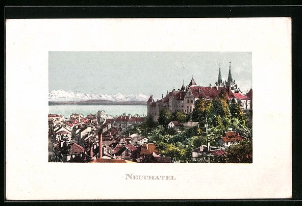 Cartoline postali: AK Neuchatel, Teilansicht mit Kirche – Usato da Berlin venduto da bartko-reher