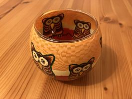 Eulen Windlicht aus Glas handbemalt 🦉🍂