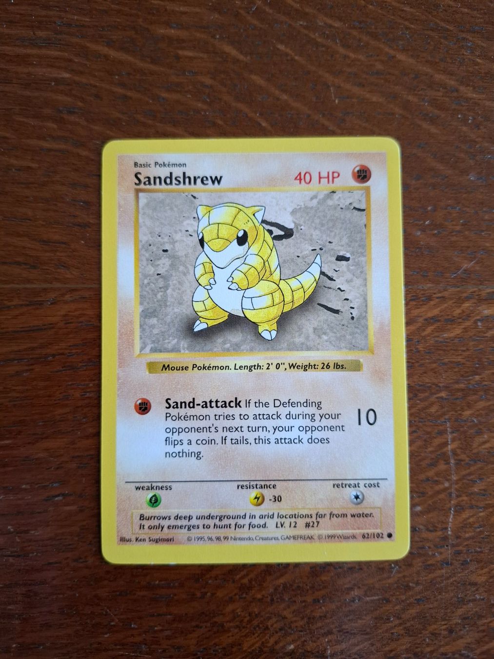 Pokémon Carte collezionabili: Pokemon Sandshrew Base Set Shadowless 62/102 – Usato da Giornico venduto da ale_lc8k