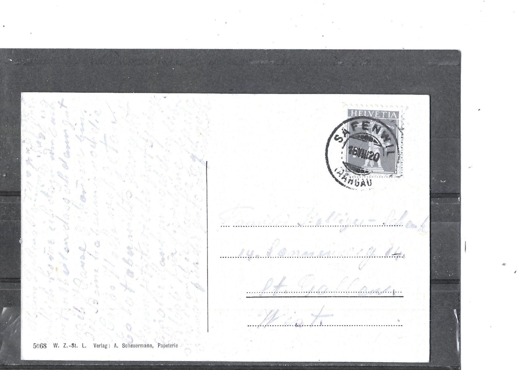 Cartoline postali: AG Safenwil 1920 Bahnhofquartier – Usato da Schocherswil venduto da Wilare 1