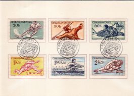 TSCHECHOSLOWAKEI 1959 FOLDER EISHOKEY WM 6 SPORTMARKEN -SP56