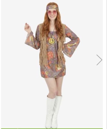Hippie Kostüm Set mit Fransenweste, Grösse M, Neu