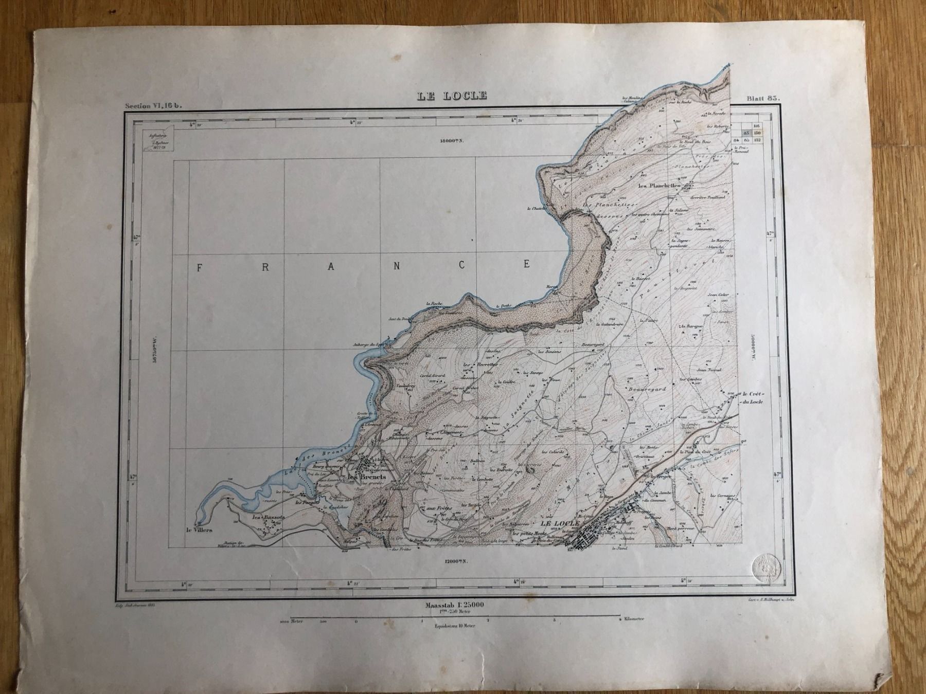 Landkarten & Atlanten: Siegfriedatlas Bl. 83: Le Locle 1885 – Gebraucht aus Zürich von allp