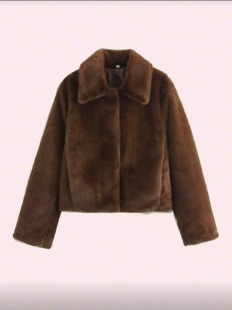 Stylische Faux Fur Jacke - L -  Chocolate Dream