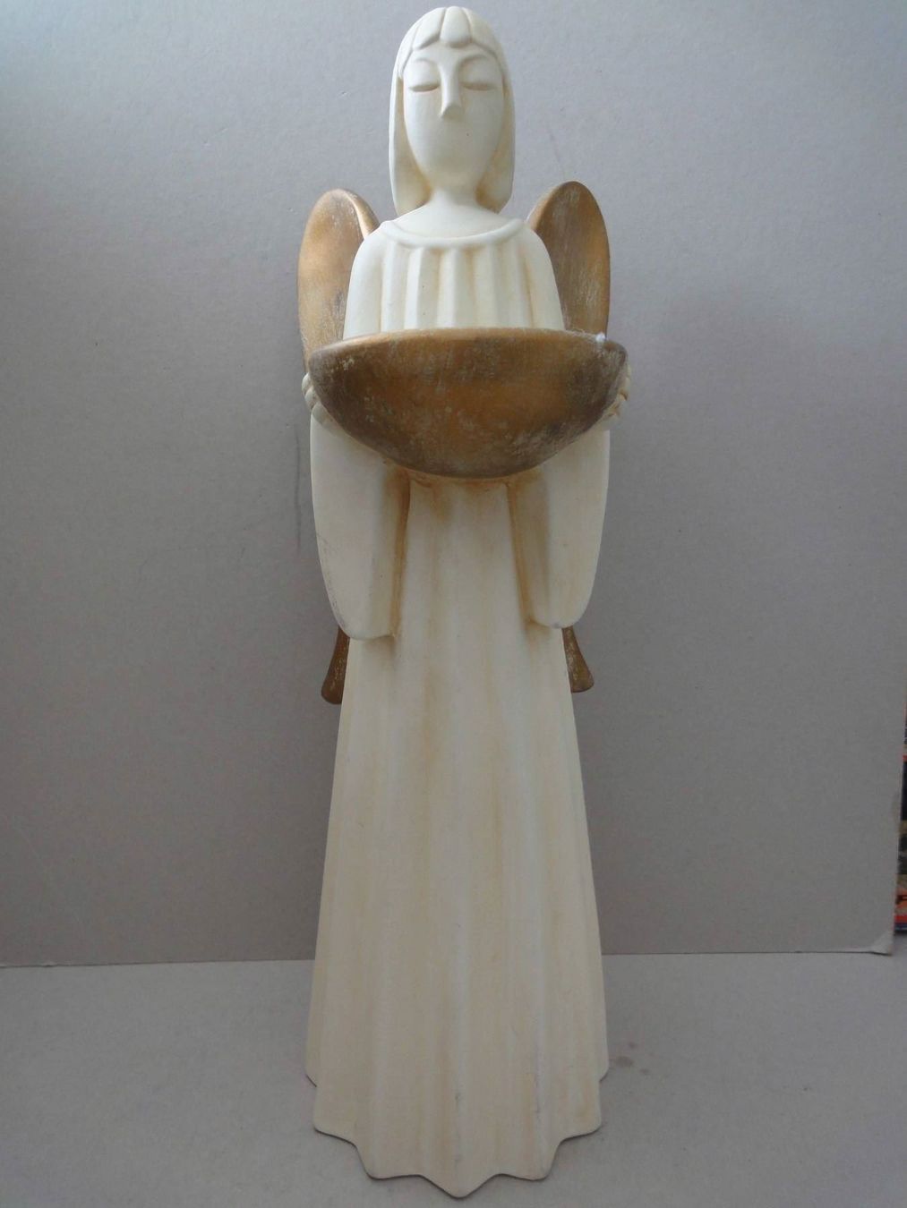 Statuette: Grosser Keramik-Engel mit Teelichthalter – Usato da Chur venduto da