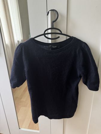 Hallhuber Kaschmir Pullover Gr. XS dunkelblau kurzarm