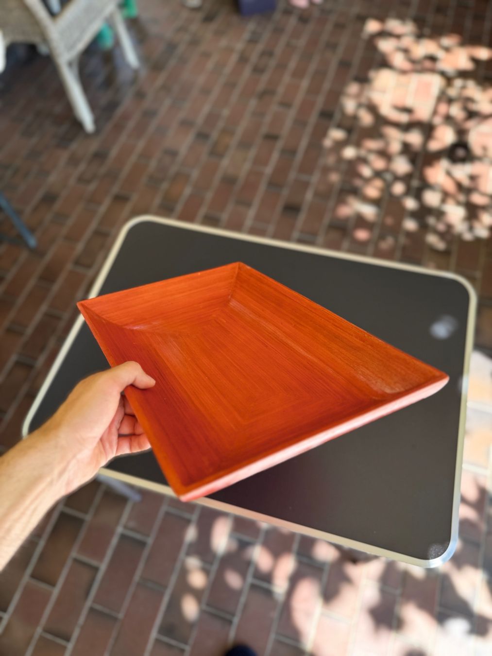 Servierplatten: Holzschale orange – Neu (gemäss Beschreibung) aus Riehen von lor_d5w8 1