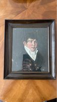 Antikes, dekoratives Herrenportrait, Bildträger hinter Glas