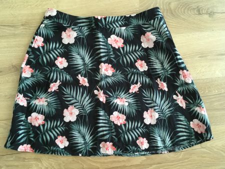S Oliver Leinen Jupe Tropical Flowers schwarz grün pink 42