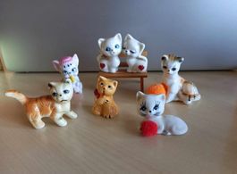 7 Porzellan Katzen Figuren Vintage Deko