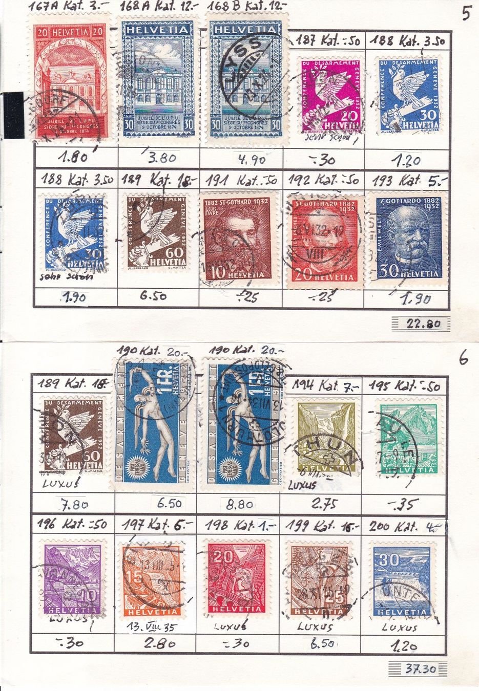 Alle Briefmarken: 17 x CH Briefmarken-Auswahlseiten – Gebraucht aus Münchwilen AG von Nesar 2