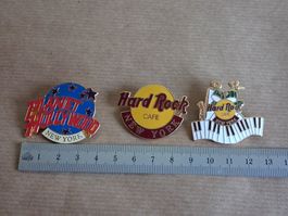 3 Ansteck-Broschen Planet Hollywood Hard Rock Cafe  NEW YORK