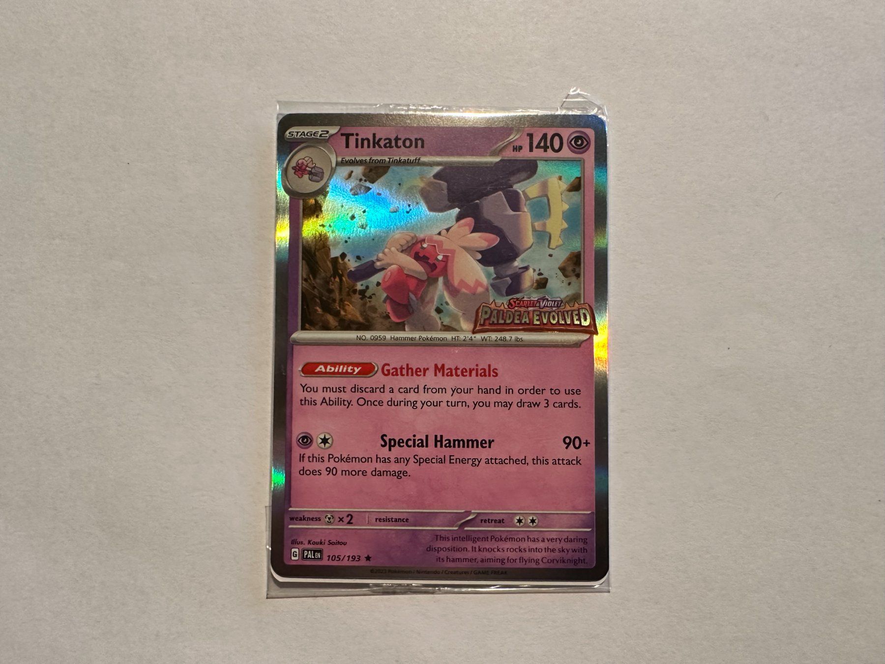 Pokémon Carte collezionabili: Tinkaton holo S&V Paldea Evolved Prerelease Sealed EN – Usato da Hagendorn venduto da Pokecollectorch