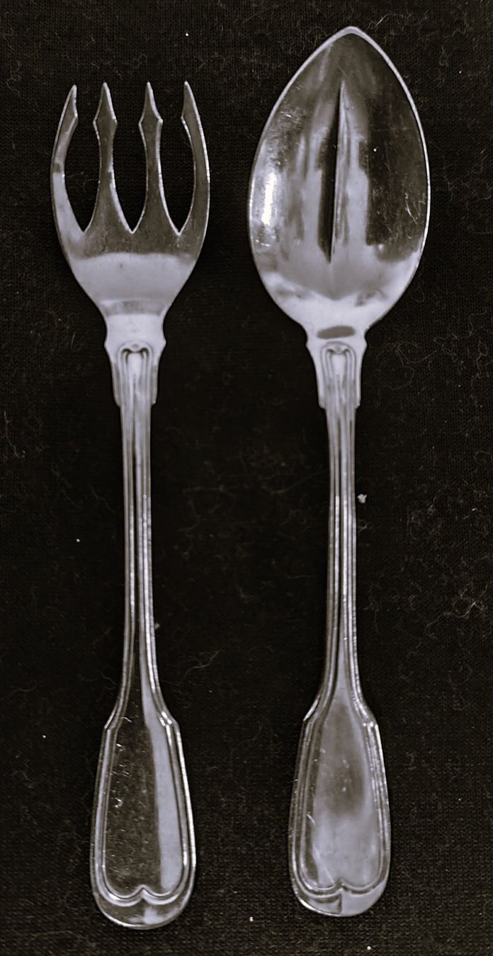 Bestecksets: Art Deco Dessert Gabel und Löffel Bruckmann – Gebraucht aus Altendorf von kar_b6mm