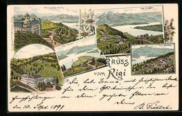Litho Rigi, Ansichten von Kulm, Klöster