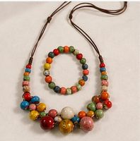 Collier et bracelet en céramique – Ensemble coloré