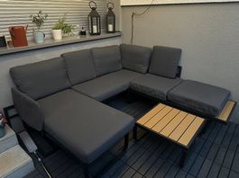 Gartenlounge / Garten-Ecksofa-Set mit Auflagen Aluminium