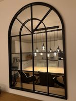 Arched Black Metal Window Mirror for Home Decor 92 x 135 cm