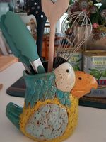 Papagie Vase od.Küchenbesteck / Keramik