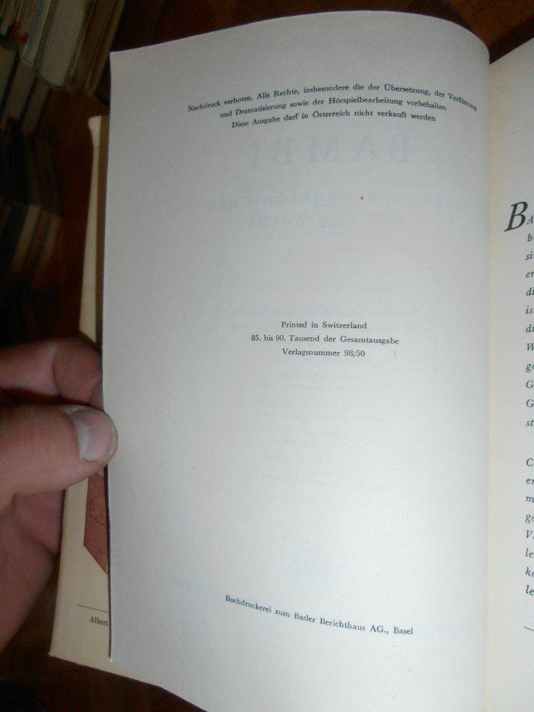 Libri: Felix Salten - Bambi – Usato da Zürich venduto da rudirentier 3