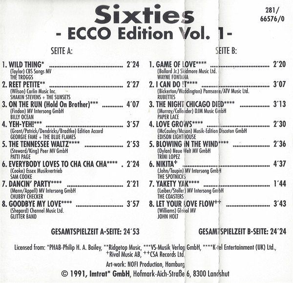 CD: Sixties - ECCO Edition Vol. 1  F6 – Usato da Sessa venduto da fraenklishop 1
