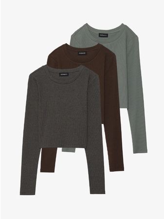 Lot 2 t-shirts Even&Odd manches longues S marron/gris