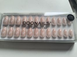 Doonails Soft Gel Press Ons, Nude Marble, Short Almond