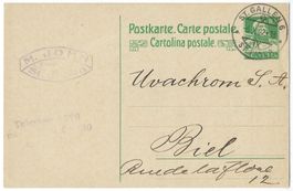 1922 Postkarte Katalog-Nr. 77, sauber gestempelt St. Gallen