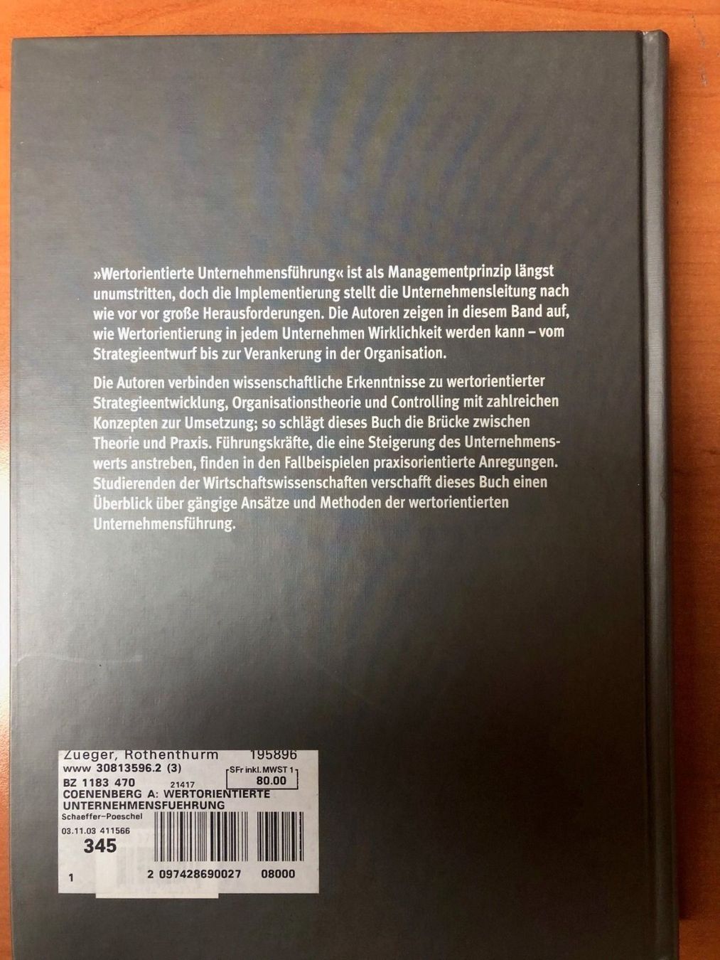 Libri: Wertorientierte Unternehmensführung – Usato da Rothenthurm venduto da norvil61 1